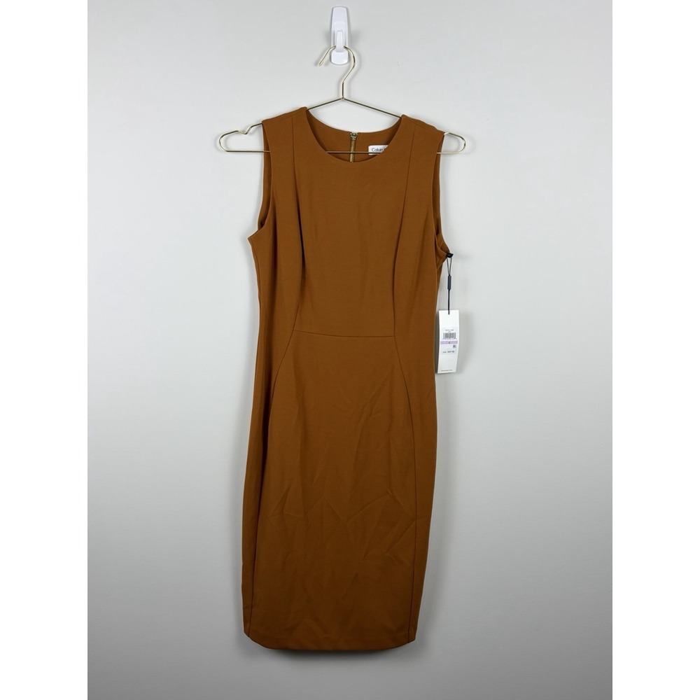 Calvin Klein Women's Light Brown Sleeveless Dress Knee Length Size 6 NWT